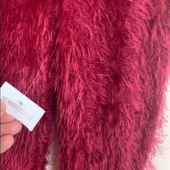 Red Fuzzy Puff Sleeve Mini Sweater Dress 🔥NWT - Picture 7 of 8